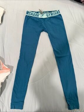 Gymshark Deep Teal Performance Leggings with Branded Waistband